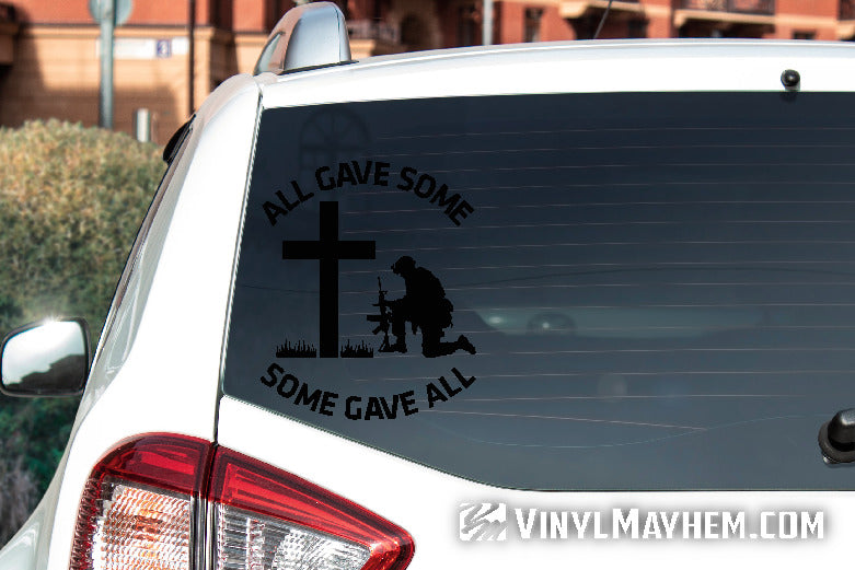 All Gave Some Some Gave All soldier kneeling circle text vinyl sticker