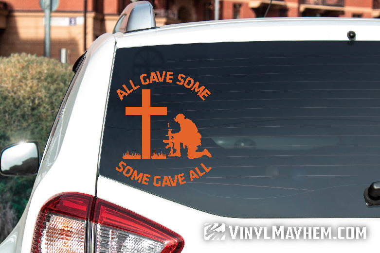All Gave Some Some Gave All soldier kneeling circle text vinyl sticker