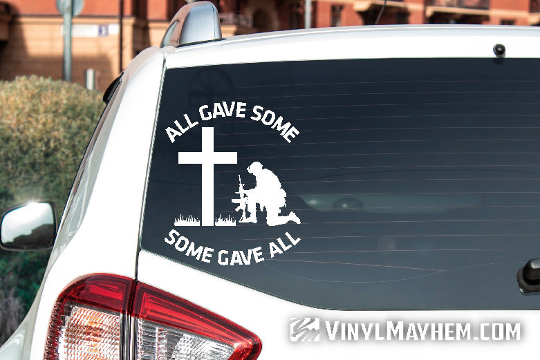 All Gave Some Some Gave All soldier kneeling circle text vinyl sticker