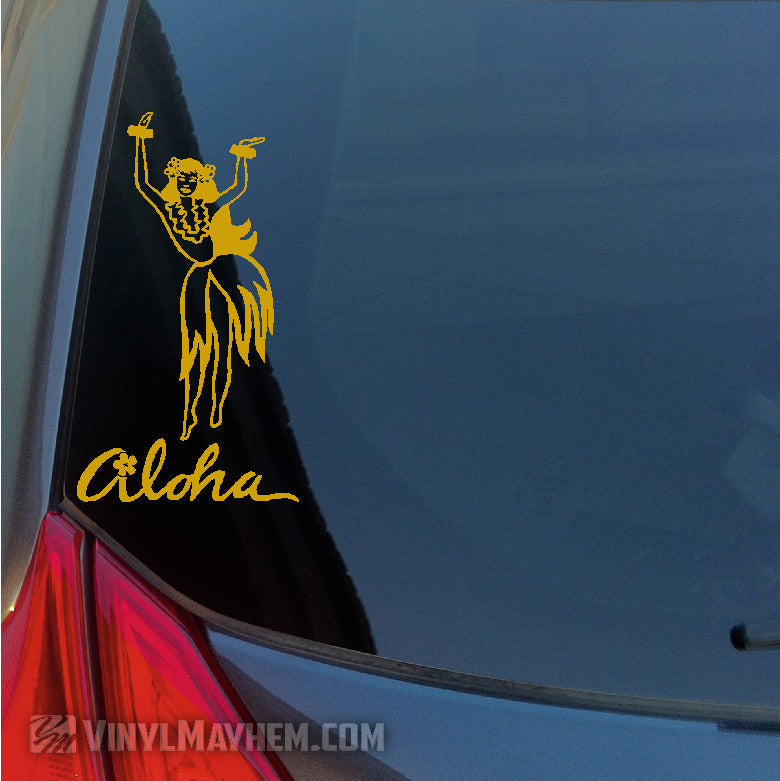 Aloha Hula Girl Hawaiian vinyl sticker