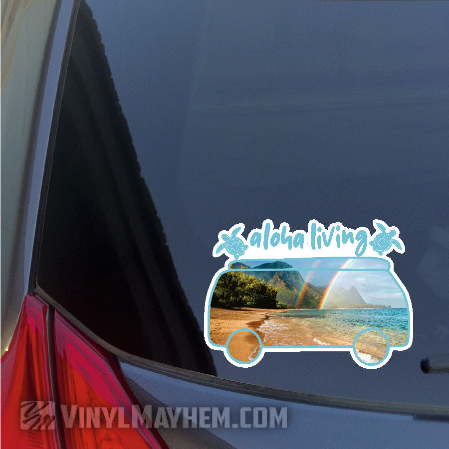 Aloha Living van Hawaiian sticker