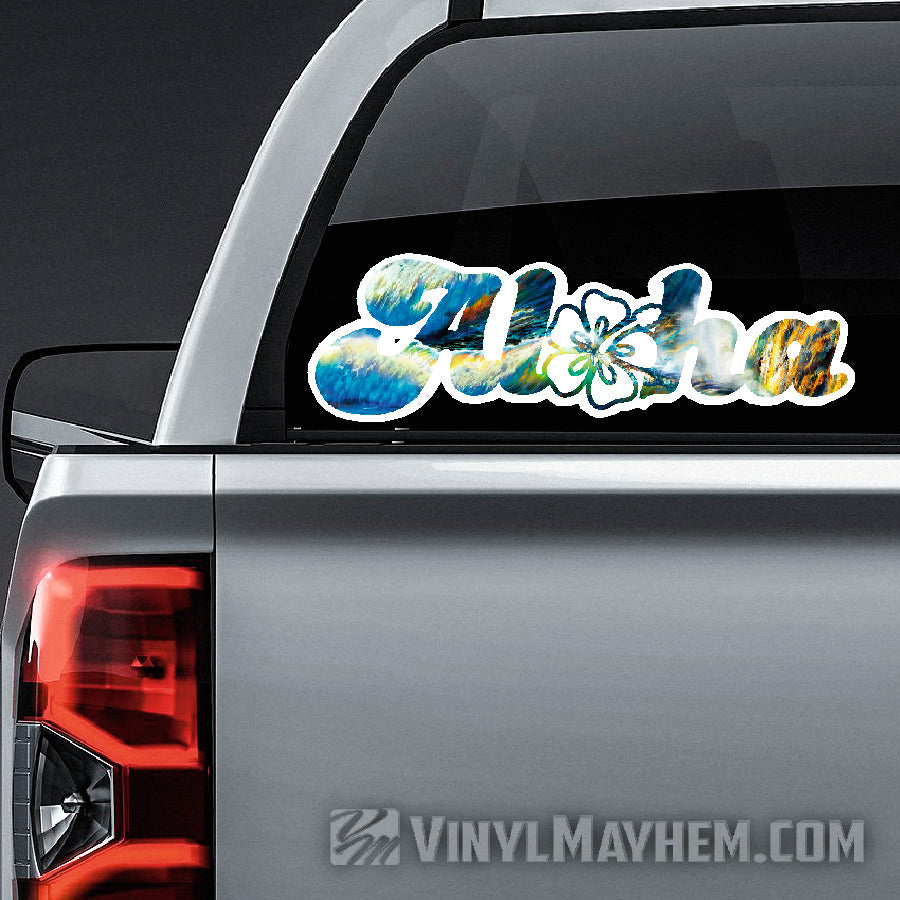 Aloha ocean hibiscus Hawaiian sticker