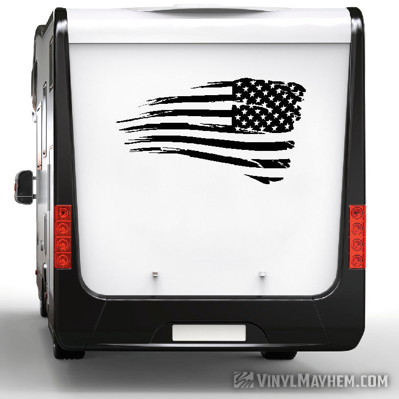 American Flag distressed waving facing right vinyl sticker