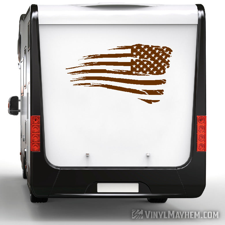 American Flag distressed waving facing right vinyl sticker