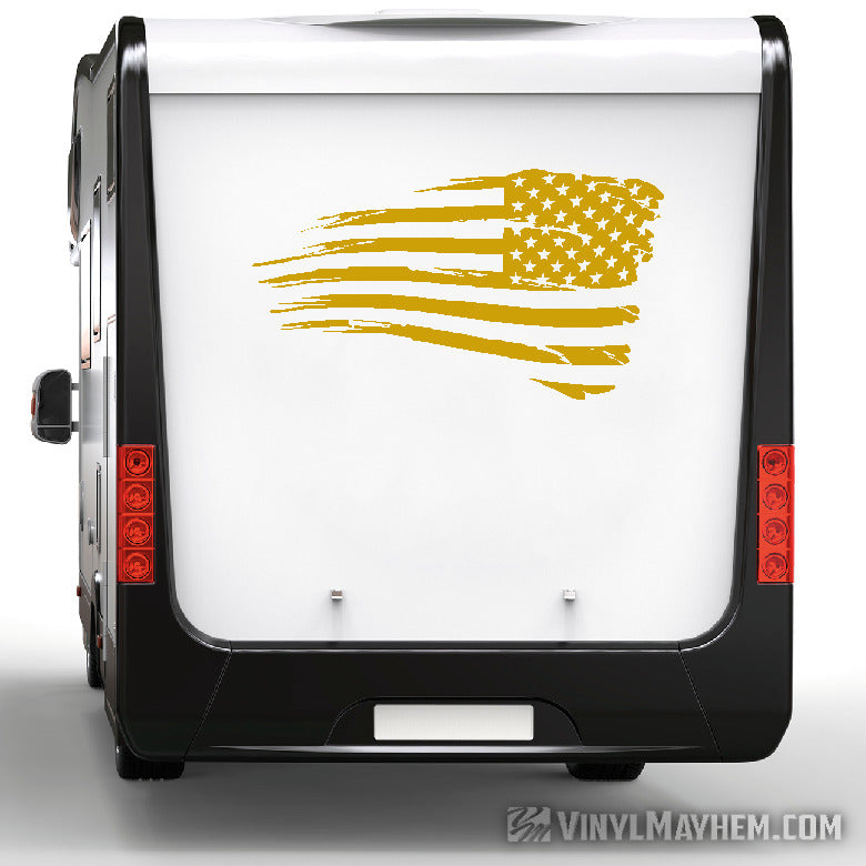 American Flag distressed waving facing right vinyl sticker