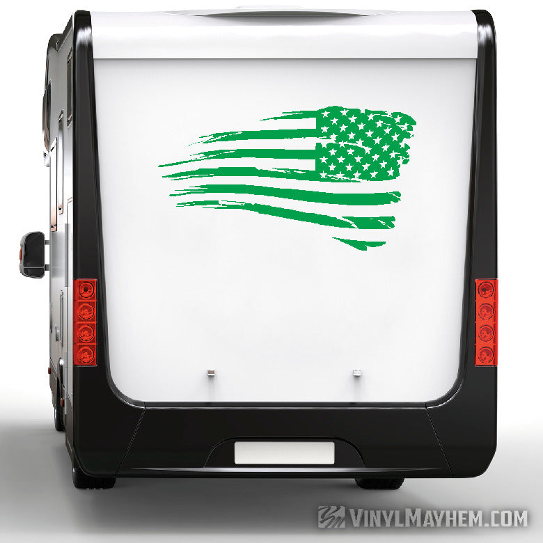 American Flag distressed waving facing right vinyl sticker