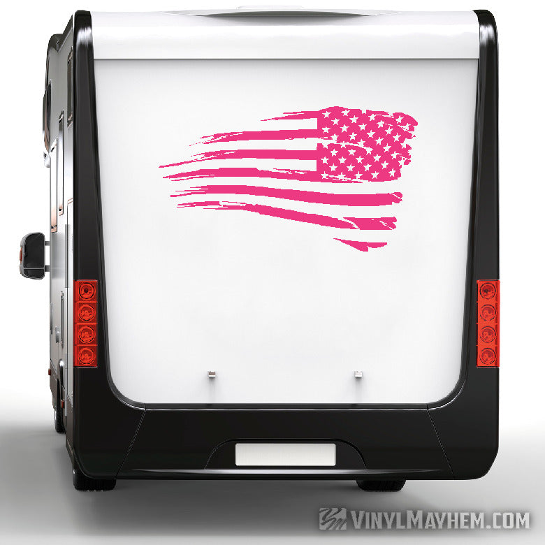 American Flag distressed waving facing right vinyl sticker