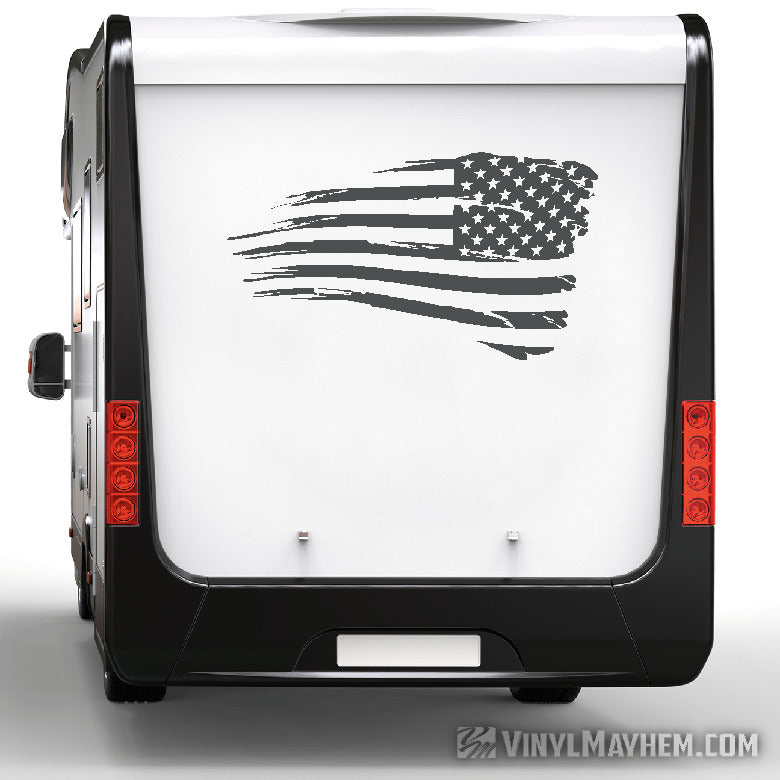 American Flag distressed waving facing right vinyl sticker