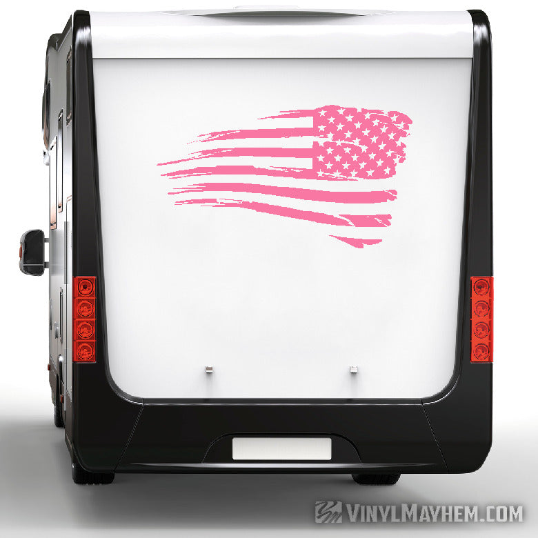 American Flag distressed waving facing right vinyl sticker