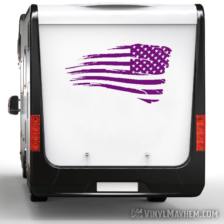 American Flag distressed waving facing right vinyl sticker