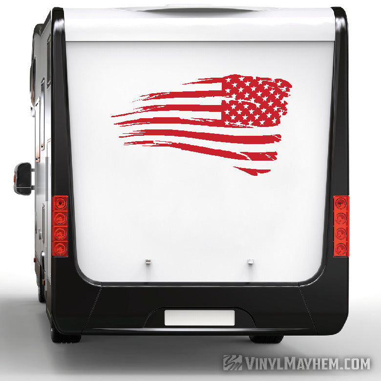 American Flag distressed waving facing right vinyl sticker