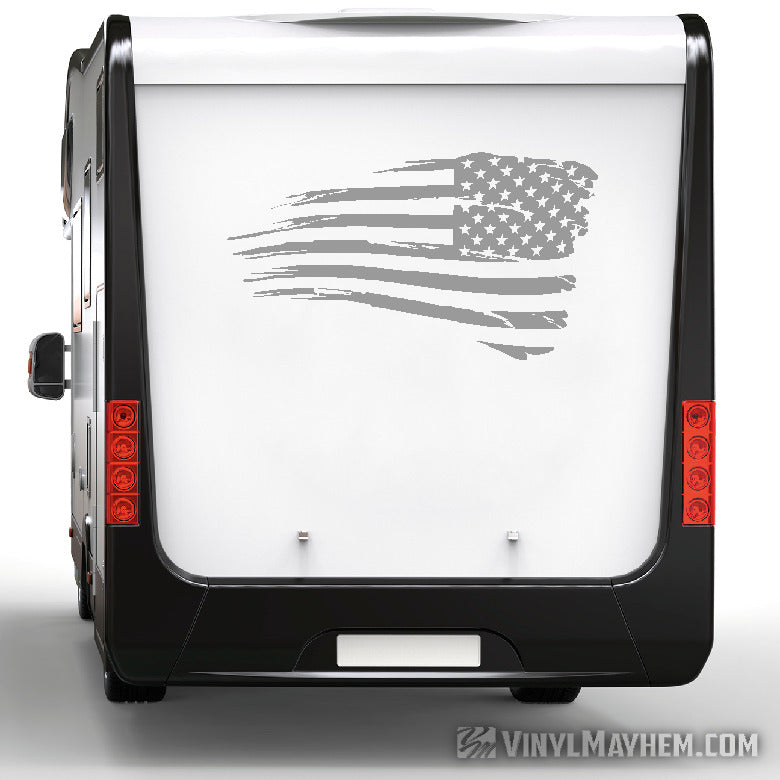 American Flag distressed waving facing right vinyl sticker