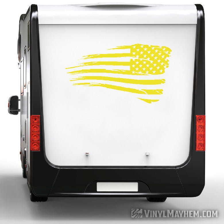 American Flag distressed waving facing right vinyl sticker