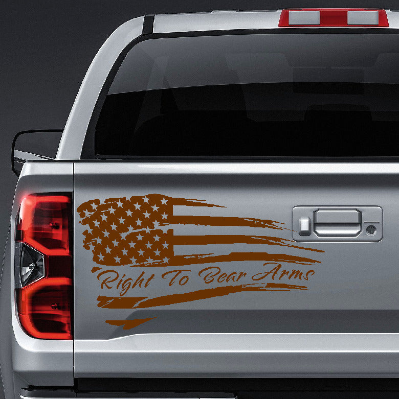 American Flag right to bear arms distressed waving vinyl sticker