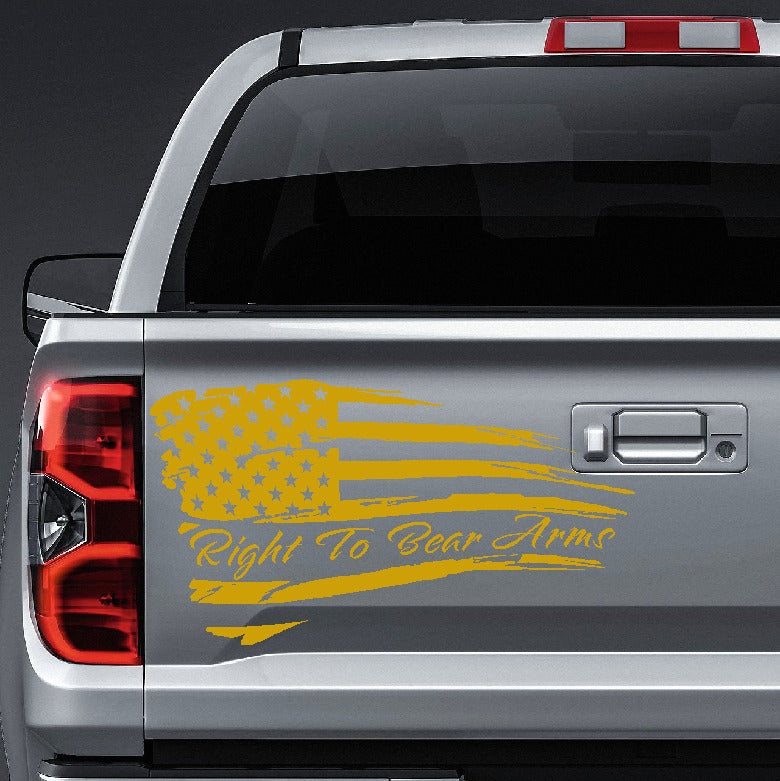 American Flag right to bear arms distressed waving vinyl sticker
