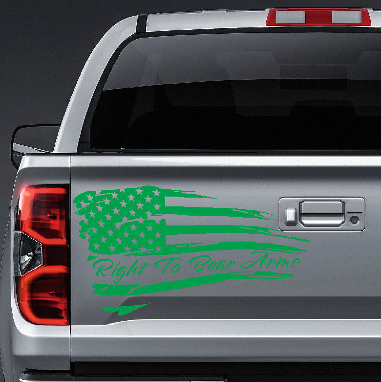 American Flag right to bear arms distressed waving vinyl sticker
