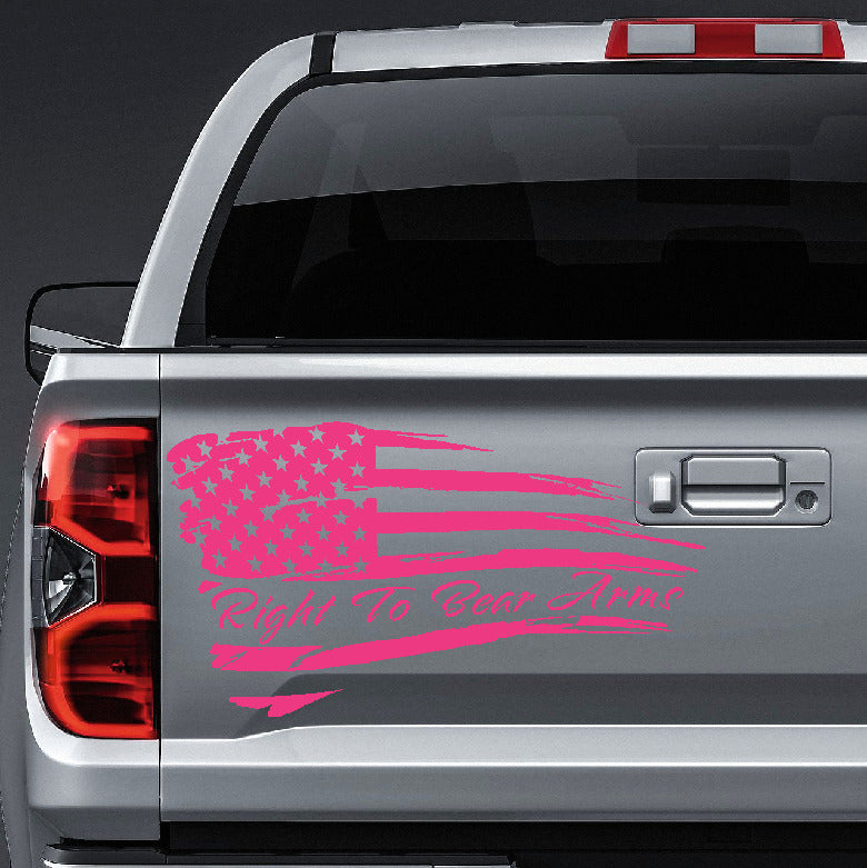 American Flag right to bear arms distressed waving vinyl sticker