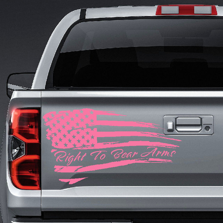 American Flag right to bear arms distressed waving vinyl sticker