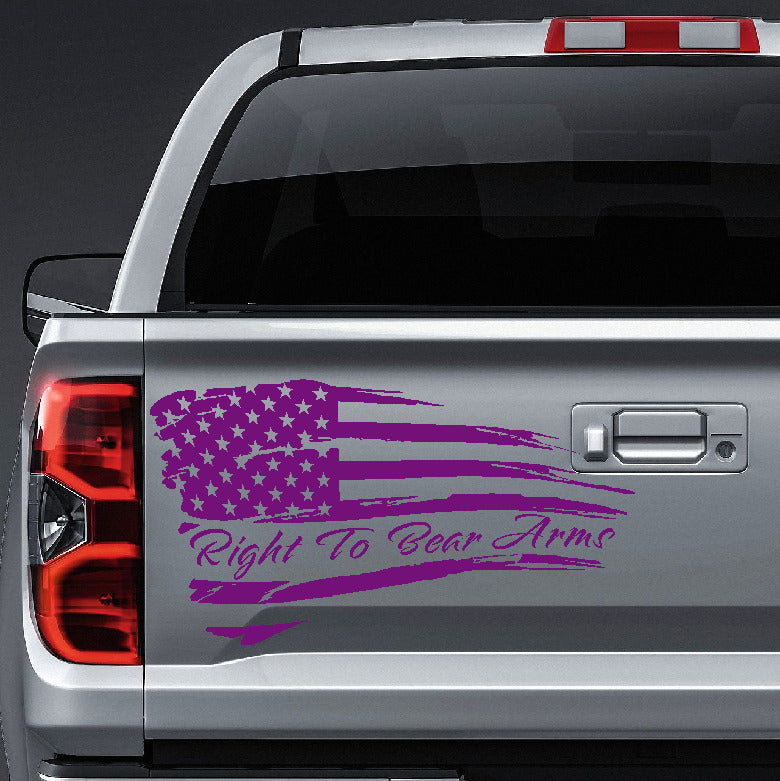American Flag right to bear arms distressed waving vinyl sticker