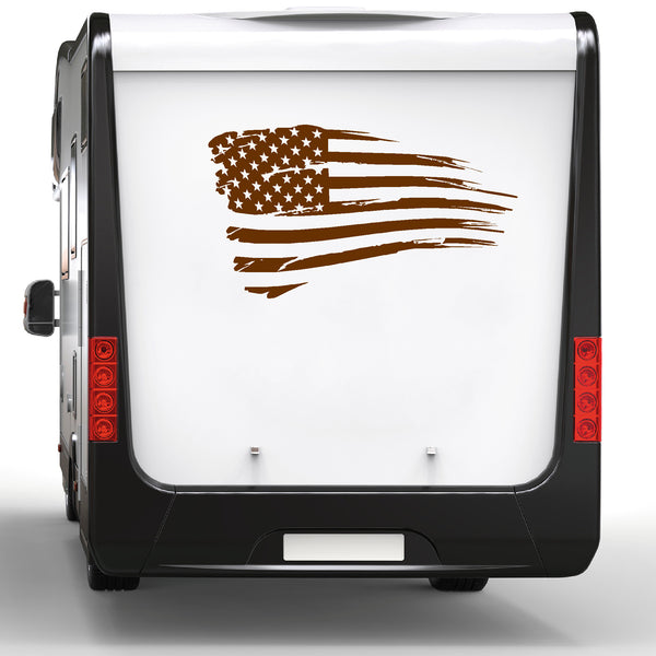 Reflective Waving American Flag Sticker Decal For Hard Hats & Motorcycle Helmets