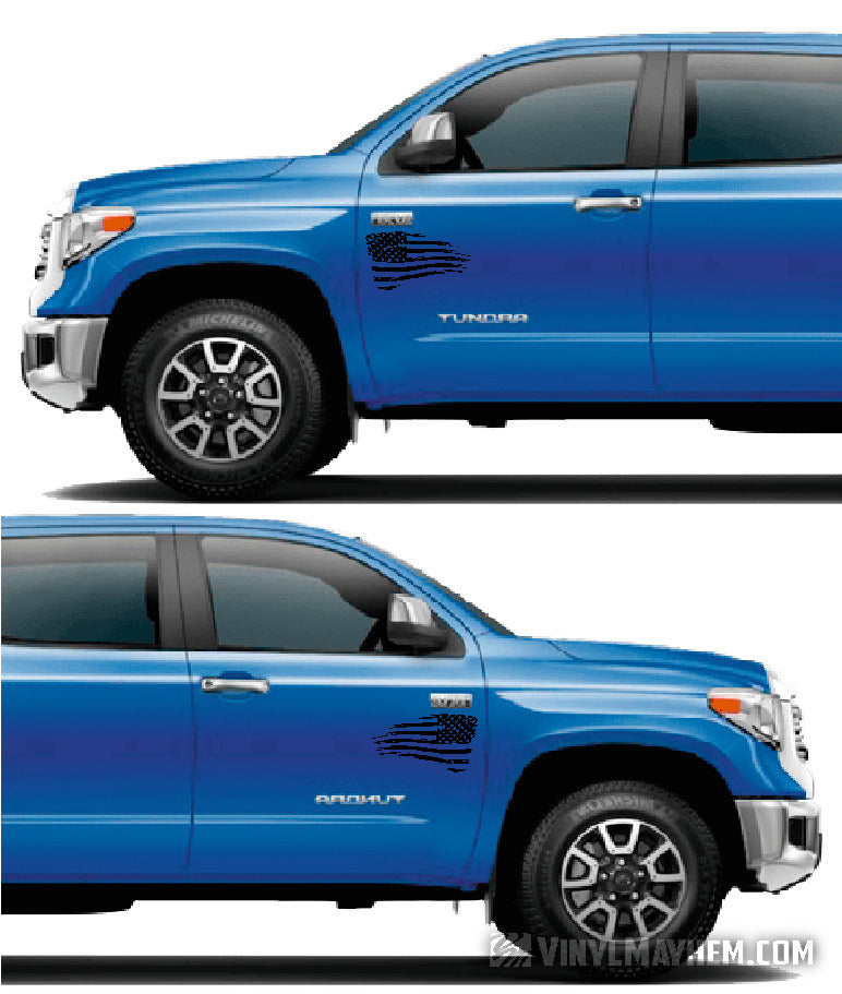 American Flag distressed waving directional set vinyl sticker