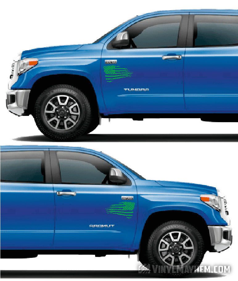 American Flag distressed waving directional set vinyl sticker