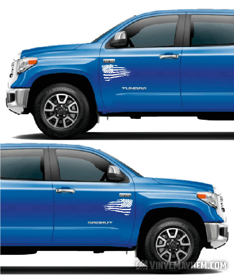 American Flag distressed waving directional set vinyl sticker