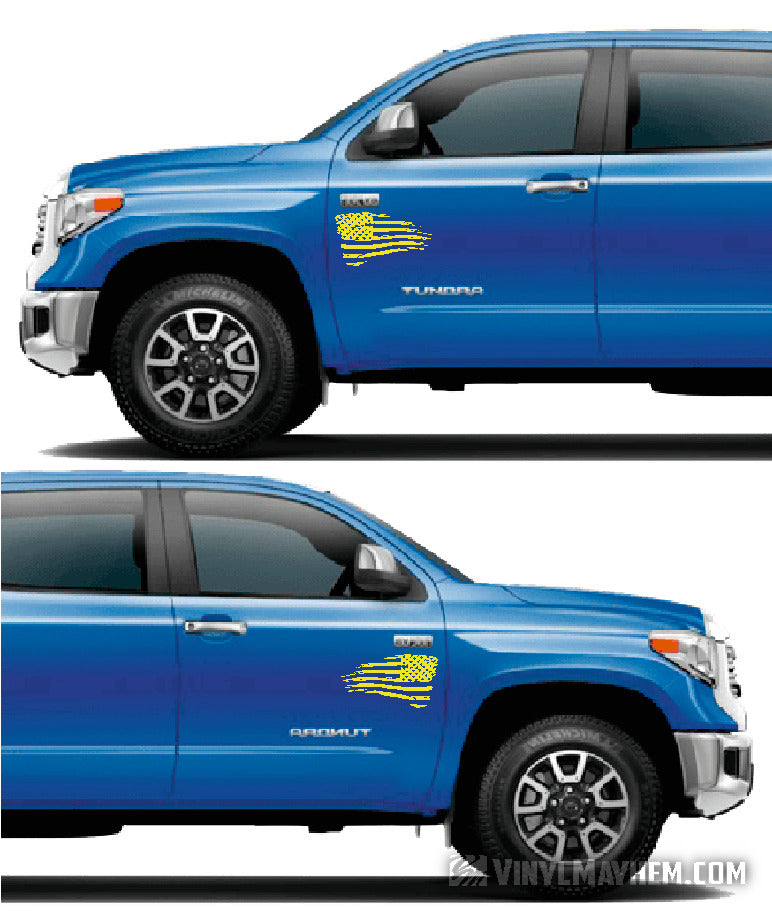 American Flag distressed waving directional set vinyl sticker