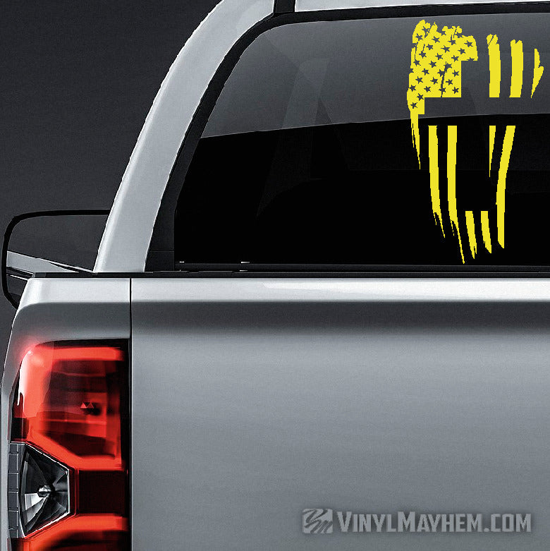 American Flag distressed waving with cross vinyl sticker