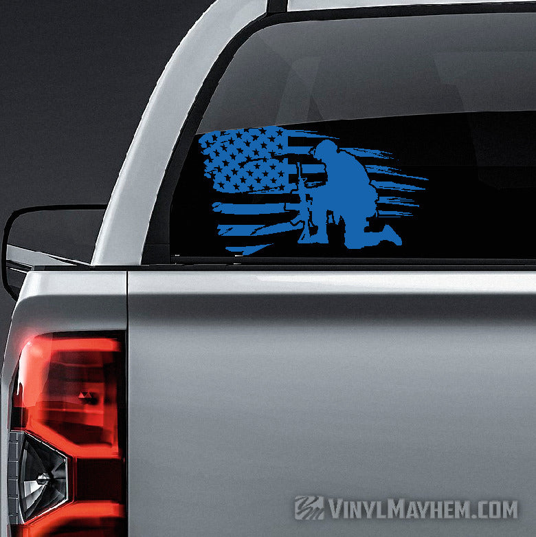 Some Gave All Kneeling Soldier & Cross Window Decal Sticker in White 8x7.5 Us Some Gave All Kneeling Soldier & Cross Window Decal Sticker in White 8x7.5 Us