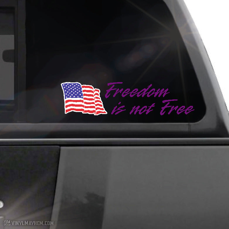 American Flag Text Decal - USA Old Glory Vinyl Sticker For Car Windows, Bumpers, Laptops