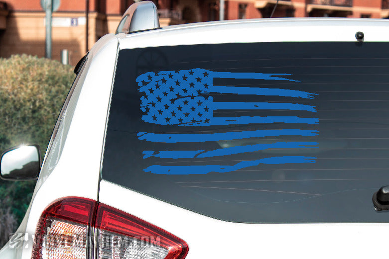 American Flag tattered vinyl sticker