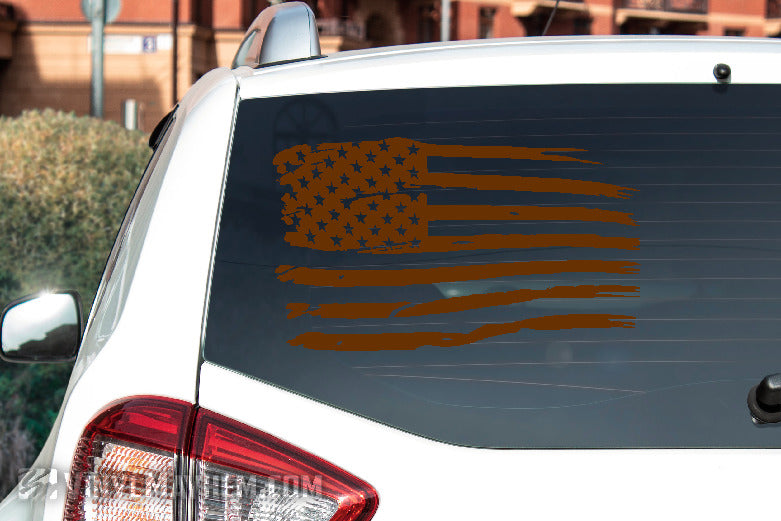 American Flag tattered vinyl sticker