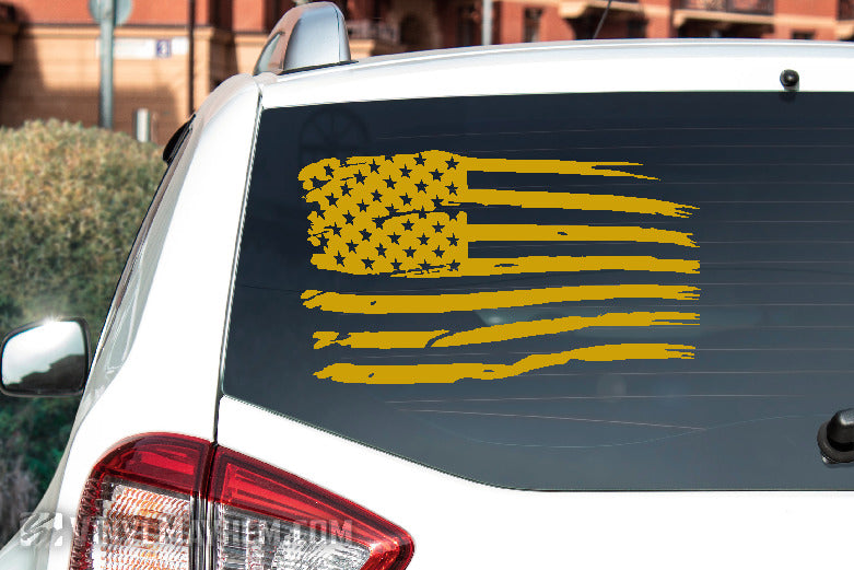 American Flag tattered vinyl sticker