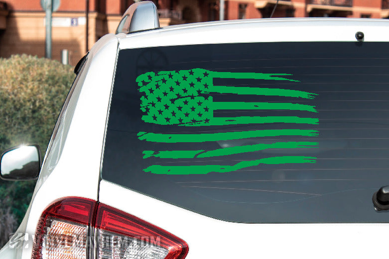 American Flag tattered vinyl sticker