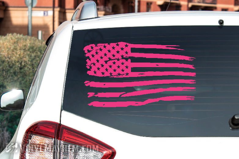 American Flag tattered vinyl sticker