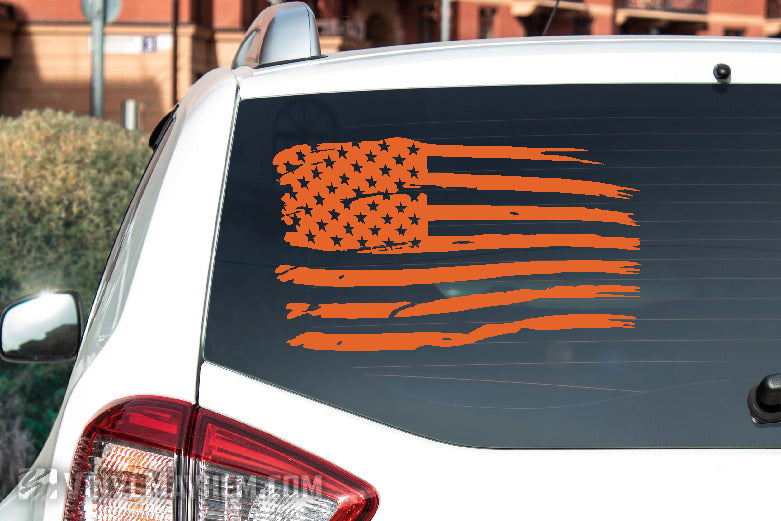 American Flag tattered vinyl sticker Patriotic Car Home Decor Decals Vinyl Mayhem