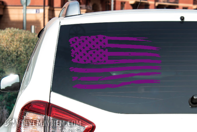 American Flag tattered vinyl sticker