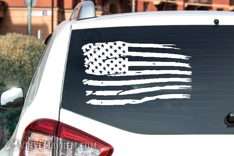 American Flag tattered vinyl sticker