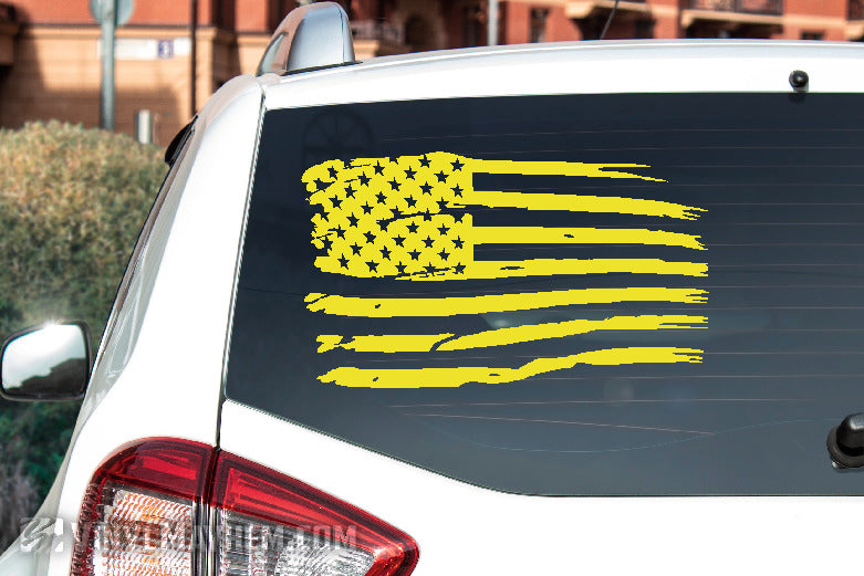 American Flag tattered vinyl sticker