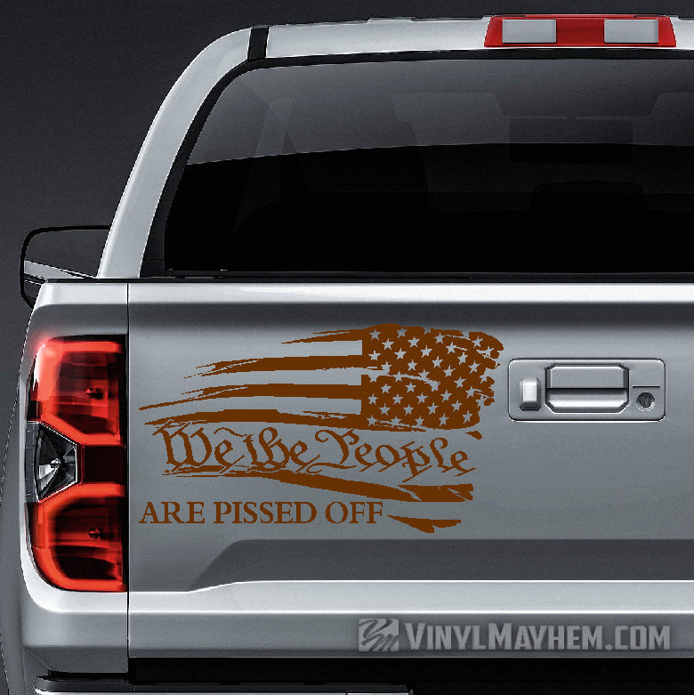 American Flag We the People Are Pissed Off distressed waving Right facing vinyl sticker