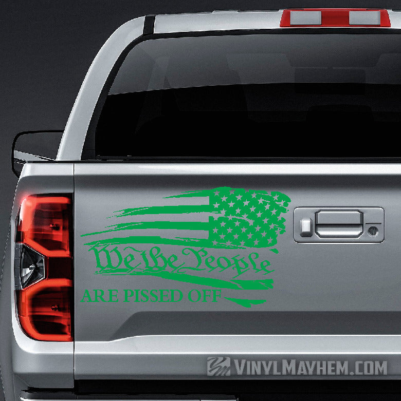 American Flag We the People Are Pissed Off distressed waving Right facing vinyl sticker