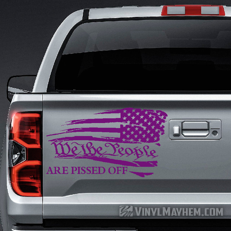 American Flag We the People Are Pissed Off distressed waving Right facing vinyl sticker