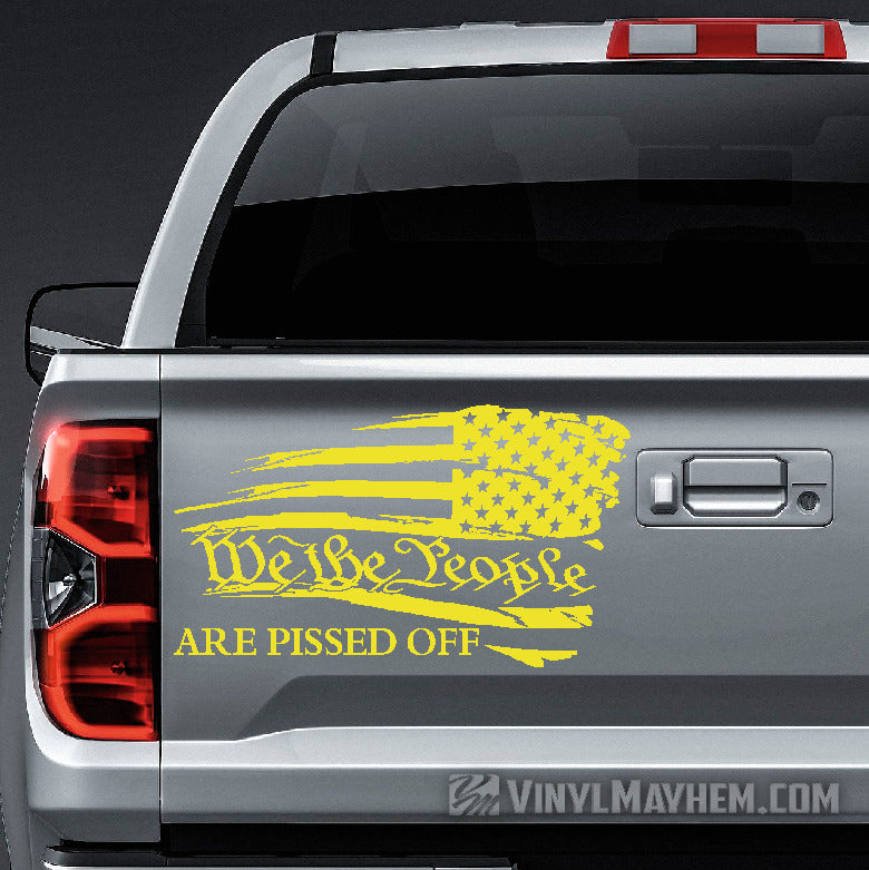 American Flag We the People Are Pissed Off distressed waving Right facing vinyl sticker
