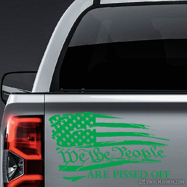 American Flag We the People Are Pissed Off distressed waving vinyl sticker