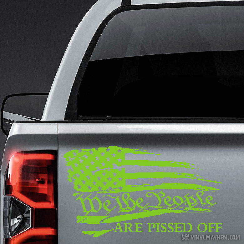 American Flag We the People Are Pissed Off distressed waving vinyl sticker