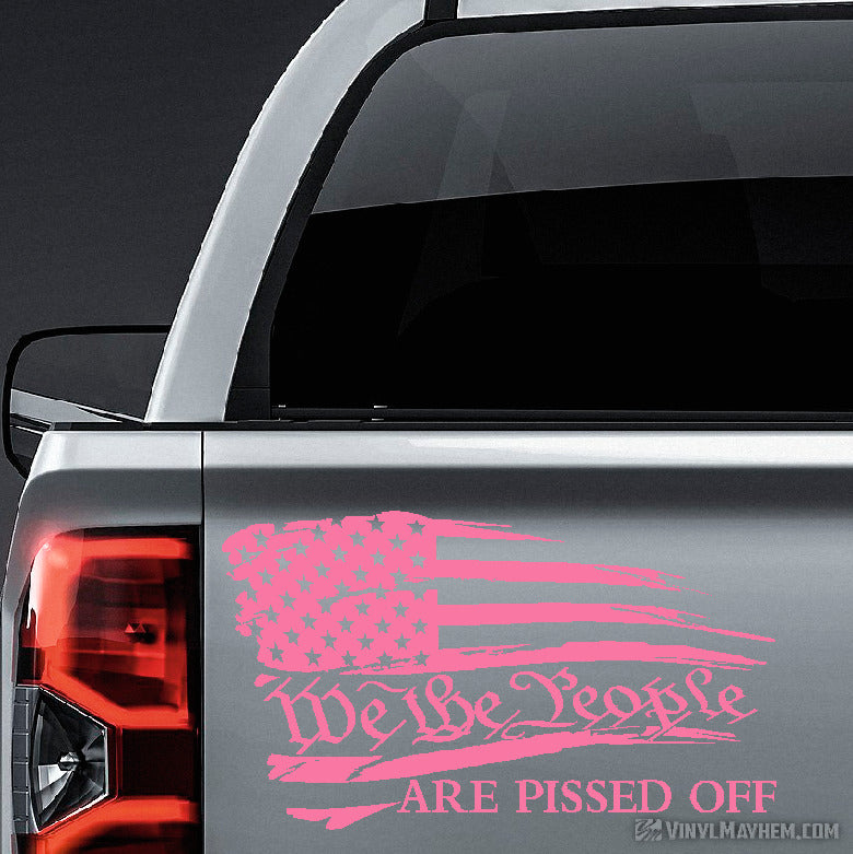 American Flag We the People Are Pissed Off distressed waving vinyl sticker