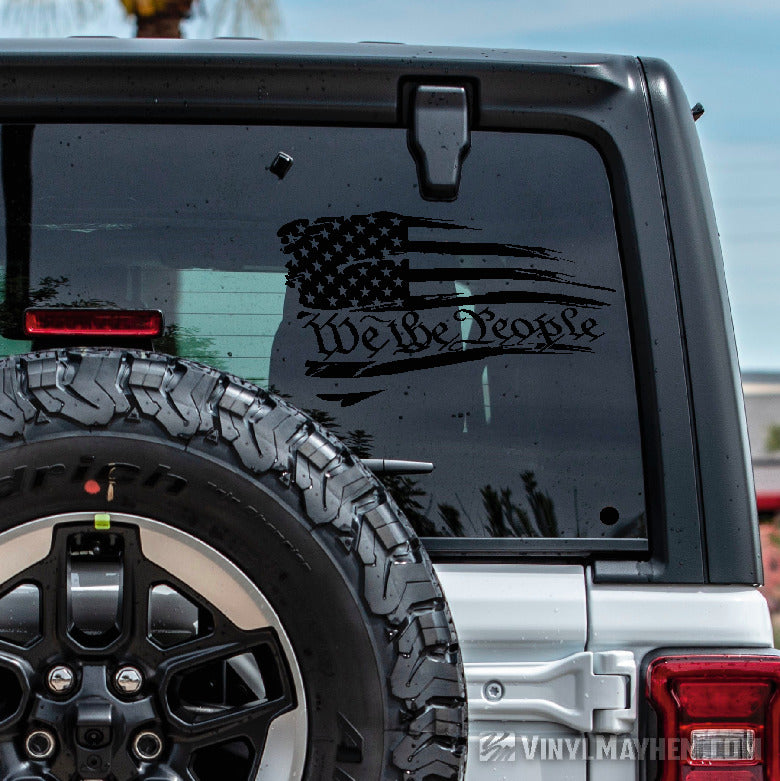 American Flag We the People distressed waving vinyl sticker