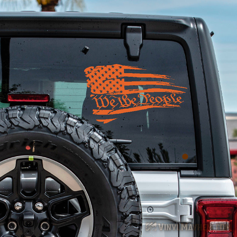 American Flag We the People distressed waving vinyl sticker