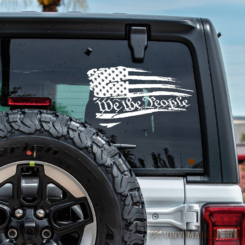 American Flag We the People distressed waving vinyl sticker
